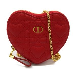 Dior Coin Case with Chain Shoulder Bag Red